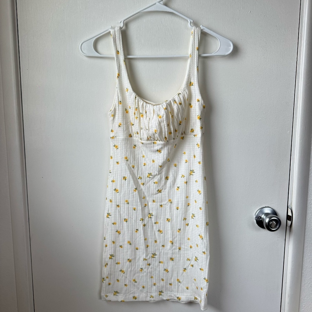 White & yellow floral summer dress, size small